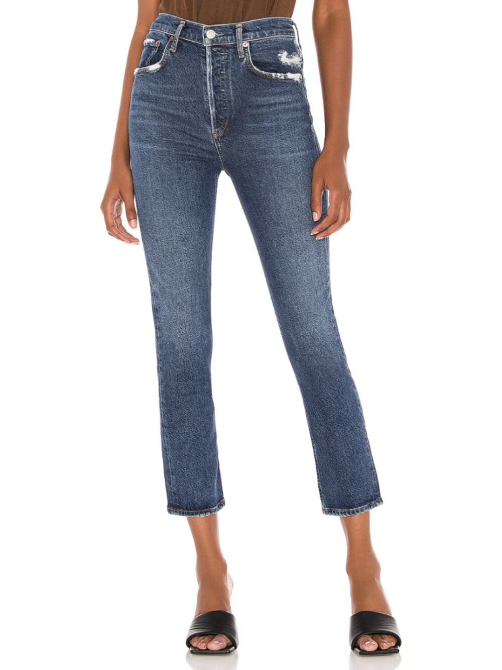 Agolde * Riley High Rise Straight Crop in Pastime Dark Wash